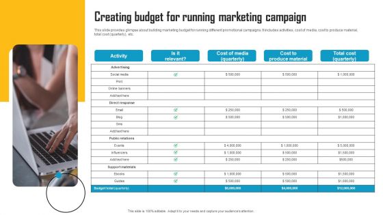 Innovative Marketing Strategy Creating Budget For Running Marketing Campaign Brochure PDF