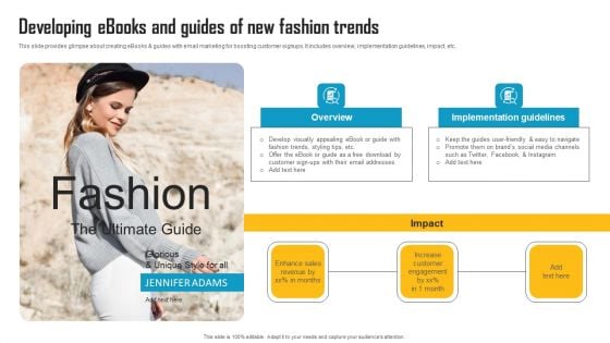 Innovative Marketing Strategy Developing Ebooks And Guides Of New Fashion Trends Summary PDF