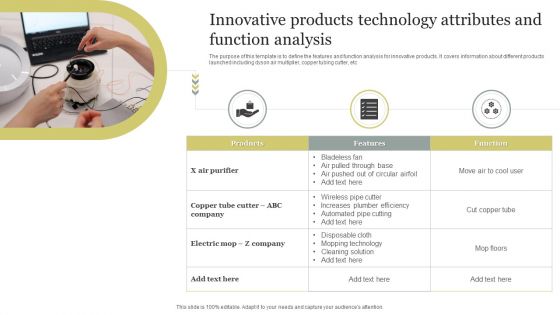 Innovative Products Technology Attributes And Function Analysis Diagrams PDF