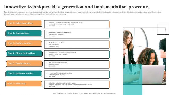 Innovative Techniques Idea Generation And Implementation Procedure Template PDF