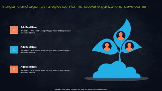 Inorganic And Organic Strategies Icon For Manpower Organizational Development Formats PDF