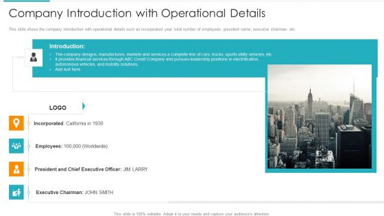 Inorganic Expansion Plan And Progression Company Introduction With Operational Details Template PDF