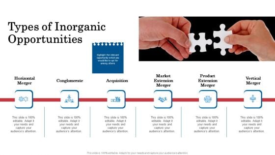 Inorganic Growth Business Types Of Inorganic Opportunities Acquisition Ppt Icon Diagrams PDF