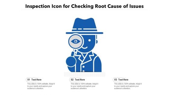 Inspection Icon For Checking Root Cause Of Issues Ppt PowerPoint Presentation File Introduction PDF