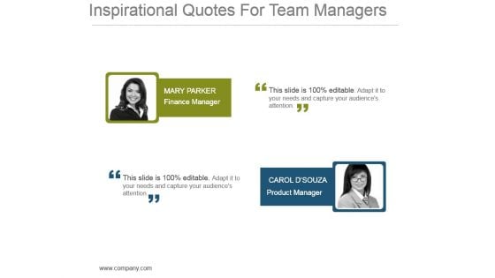 Inspirational Quotes For Team Managers Powerpoint Templates