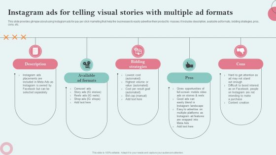 Instagram Ads For Telling Visual Stories With Multiple Ad Formats Slides PDF