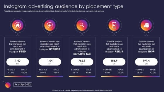 Instagram Company Details Instagram Advertising Audience By Placement Type Diagrams PDF