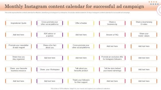 Instagram Marketing To Increase Monthly Instagram Content Calendar For Successful Ad Background PDF Instagram Marketing To Increase Monthly Instagram Content Calendar For Successful Ad Background PDF