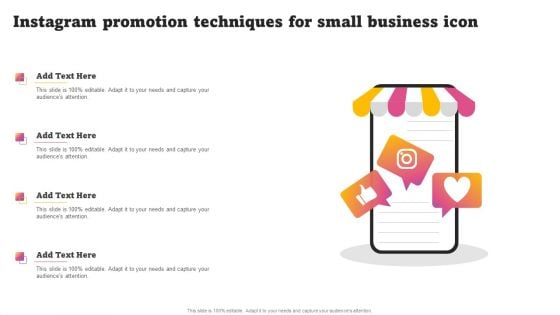 Instagram Promotion Techniques For Small Business Icon Elements PDF