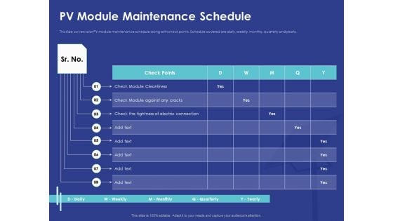 Installing Solar Plant Commercial Building PV Module Maintenance Schedule Mockup PDF