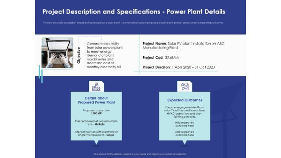 Installing Solar Plant Commercial Building Project Description And Specifications Power Plant Details Themes PDF