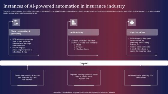 Instances Of AI Powered Automation In Insurance Industry Portrait PDF Instances Of AI Powered Automation In Insurance Industry Portrait PDF