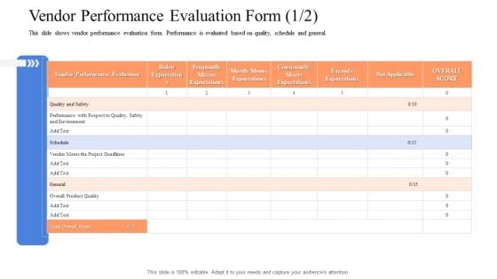 Instigating Efficient Value Process Vendor Performance Evaluation Form Summary PDF