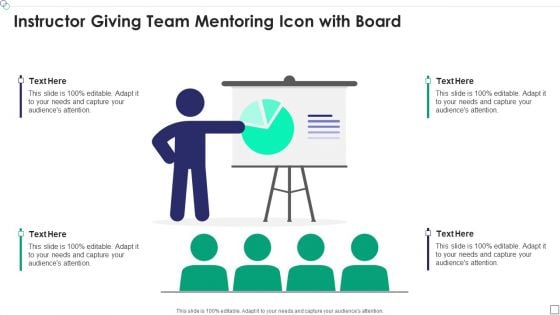 Instructor Giving Team Mentoring Icon With Board Graphics PDF