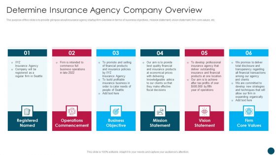 Insurance And Financial Product Determine Insurance Agency Company Overview Clipart PDF