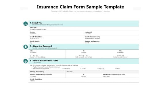 Insurance Claim Form Sample Template Ppt PowerPoint Presentation Summary Outline