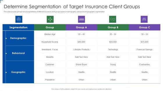 Insurance Company Business Plan Determine Segmentation Of Target Insurance Inspiration PDF