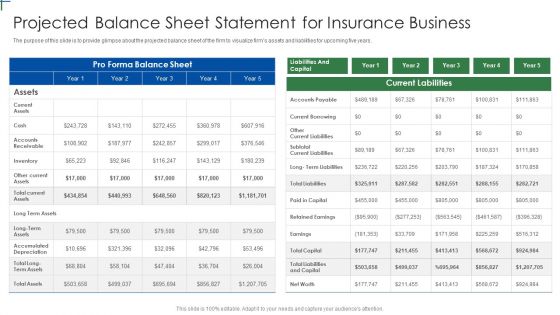 Insurance Company Business Plan Projected Balance Sheet Statement For Insurance Business Designs PDF Insurance Company Business Plan Projected Balance Sheet Statement For Insurance Business Designs PDF