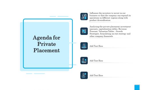 Insurance Organization Pitch Deck To Raise Money Agenda For Private Placement Inspiration PDF