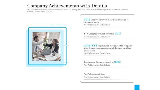 Insurance Organization Pitch Deck To Raise Money Company Achievements With Details Professional PDF