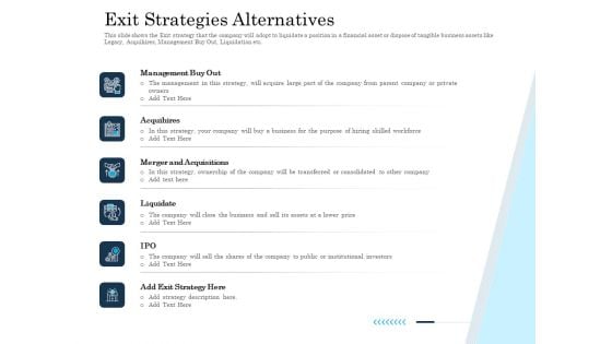 Insurance Organization Pitch Deck To Raise Money Exit Strategies Alternatives Ideas PDF