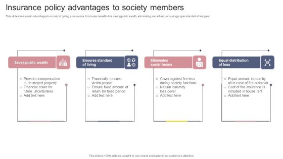 Insurance Policy Advantages To Society Members Brochure PDF