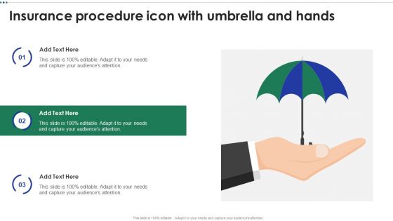 Insurance Procedure Icon With Umbrella And Hands Microsoft PDF