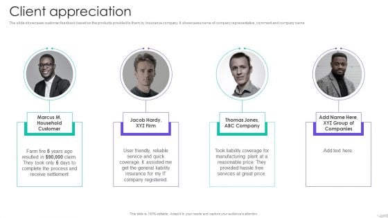 Insurance Services Firm Profile Client Appreciation Infographics PDF Insurance Services Firm Profile Client Appreciation Infographics PDF
