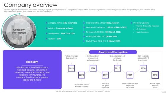 Insurance Services Firm Profile Company Overview Inspiration PDF