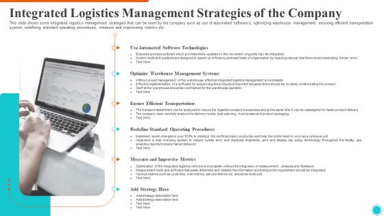 Integrated Logistics Management Strategies Of The Company Brochure PDF