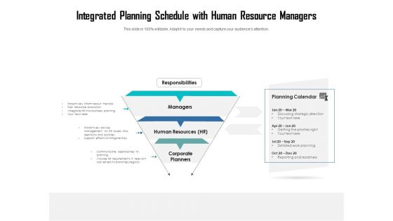 Integrated Planning Schedule With Human Resource Managers Ppt PowerPoint Presentation Gallery Slide PDF