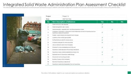 Integrated Solid Waste Administration Plan Assessment Checklist Portrait PDF