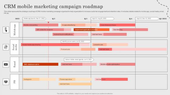 Integrating CRM Solution To Acquire Potential Customers CRM Mobile Marketing Campaign Roadmap Brochure PDF