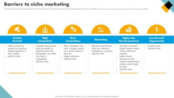 Integrating Effective Target Marketing Tactics Barriers To Niche Marketing Graphics PDF