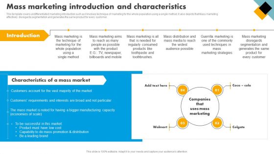 Integrating Effective Target Marketing Tactics Mass Marketing Introduction And Characteristics Background PDF