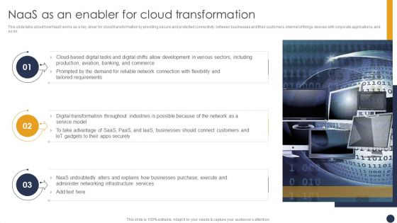 Integrating Naas Service Model Naas As An Enabler For Cloud Transformation Ppt Gallery Graphics Pictures PDF