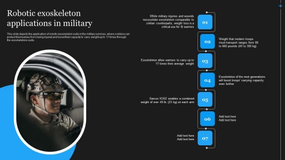 Integrating Robotic Exoskeleton Robotic Exoskeleton Applications In Military Graphics PDF