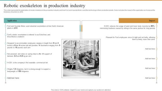 Integrating Robotic Exoskeleton Robotic Exoskeleton In Production Industry Mockup PDF