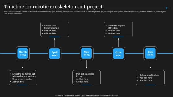 Integrating Robotic Exoskeleton Timeline For Robotic Exoskeleton Suit Project Template PDF