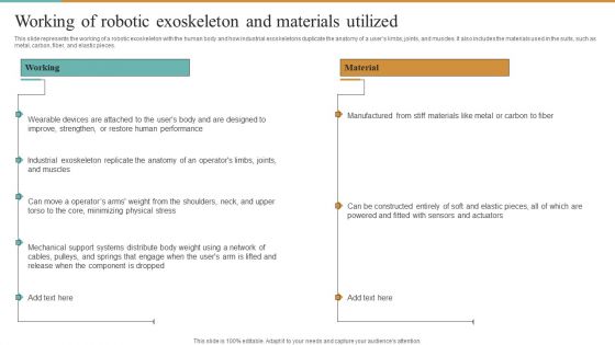 Integrating Robotic Exoskeleton Working Of Robotic Exoskeleton And Materials Utilized Inspiration PDF