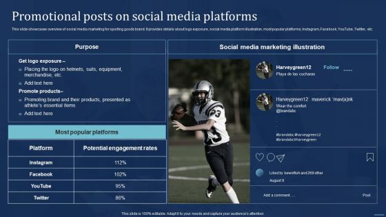 Integrating Sports Marketing Campaign Promotional Posts On Social Media Platforms Brochure PDF