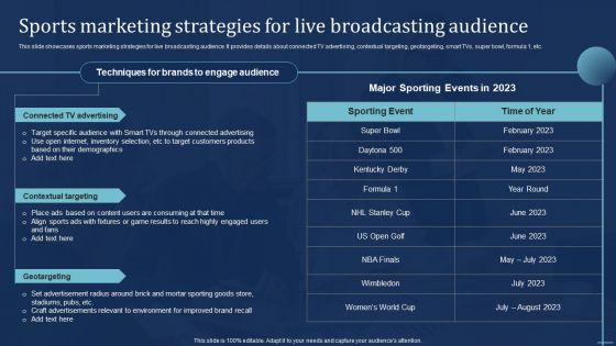 Integrating Sports Marketing Campaign Sports Marketing Strategies For Live Broadcasting Designs PDF