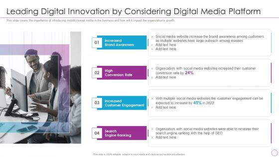 Integration Of Digital Technology In Organization Leading Digital Innovation By Considering Digital Media Platform Background PDF