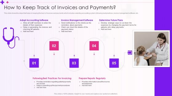 Integration Of Healthcare Center Administration System How To Keep Track Of Invoices And Payments Demonstration PDF
