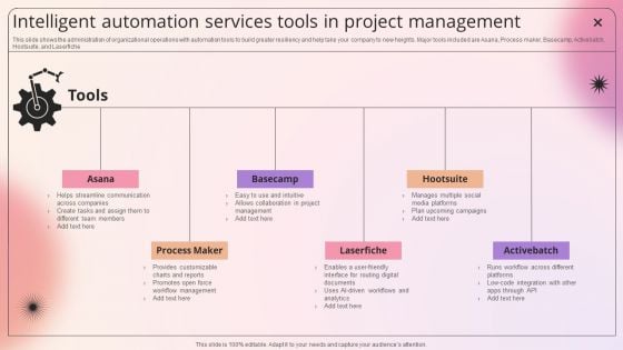 Intelligent Automation Services Tools In Project Management Professional PDF