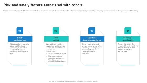 Intelligent Process Automation IPA Risk And Safety Factors Associated With Cobots Diagrams PDF