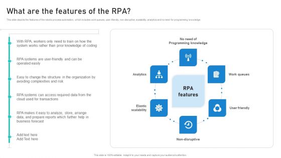 Intelligent Process Automation IPA What Are The Features Of The RPA Icons PDF