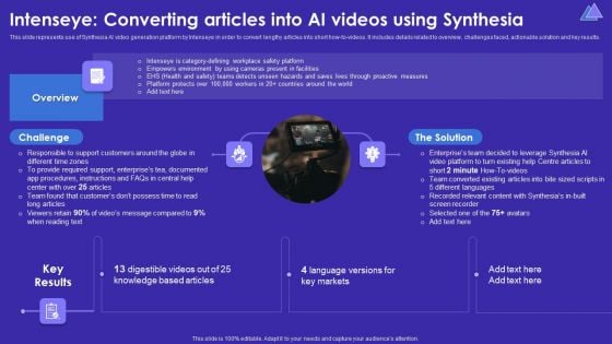 Intenseye Converting Articles Into AI Videos Using Synthesia Brochure PDF Intenseye Converting Articles Into AI Videos Using Synthesia Brochure PDF