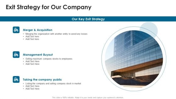 Intercom Service Enterprise Capital Funding Pitch Deck Exit Strategy For Our Company Graphics PDF