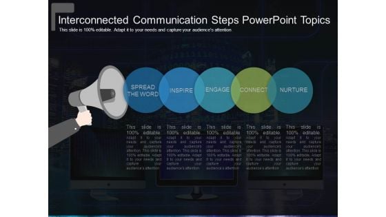 Interconnected Communication Steps Powerpoint Topics